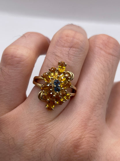 9ct gold sapphire cluster ring