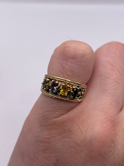 9ct gold multi gemstone ring
