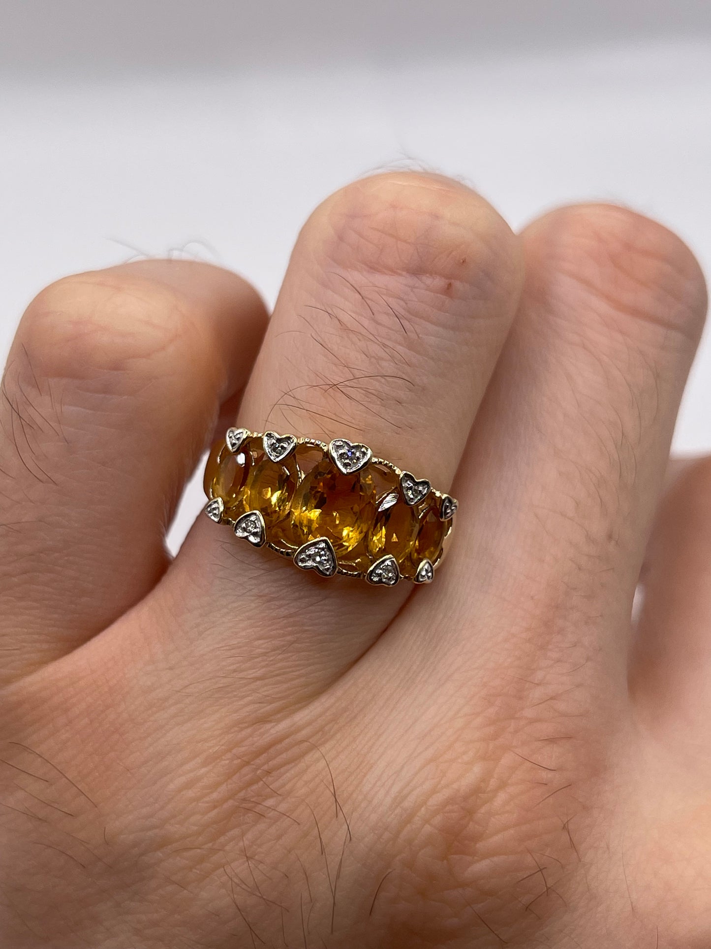 9ct gold citrine and diamond ring