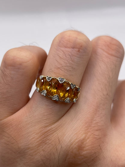 9ct gold citrine and diamond ring