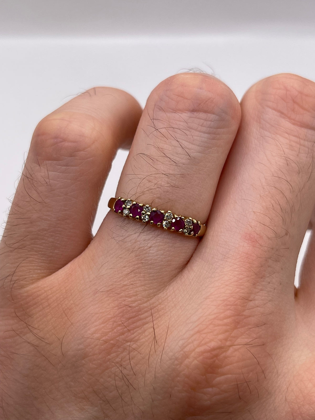 9ct gold ruby and diamond ring