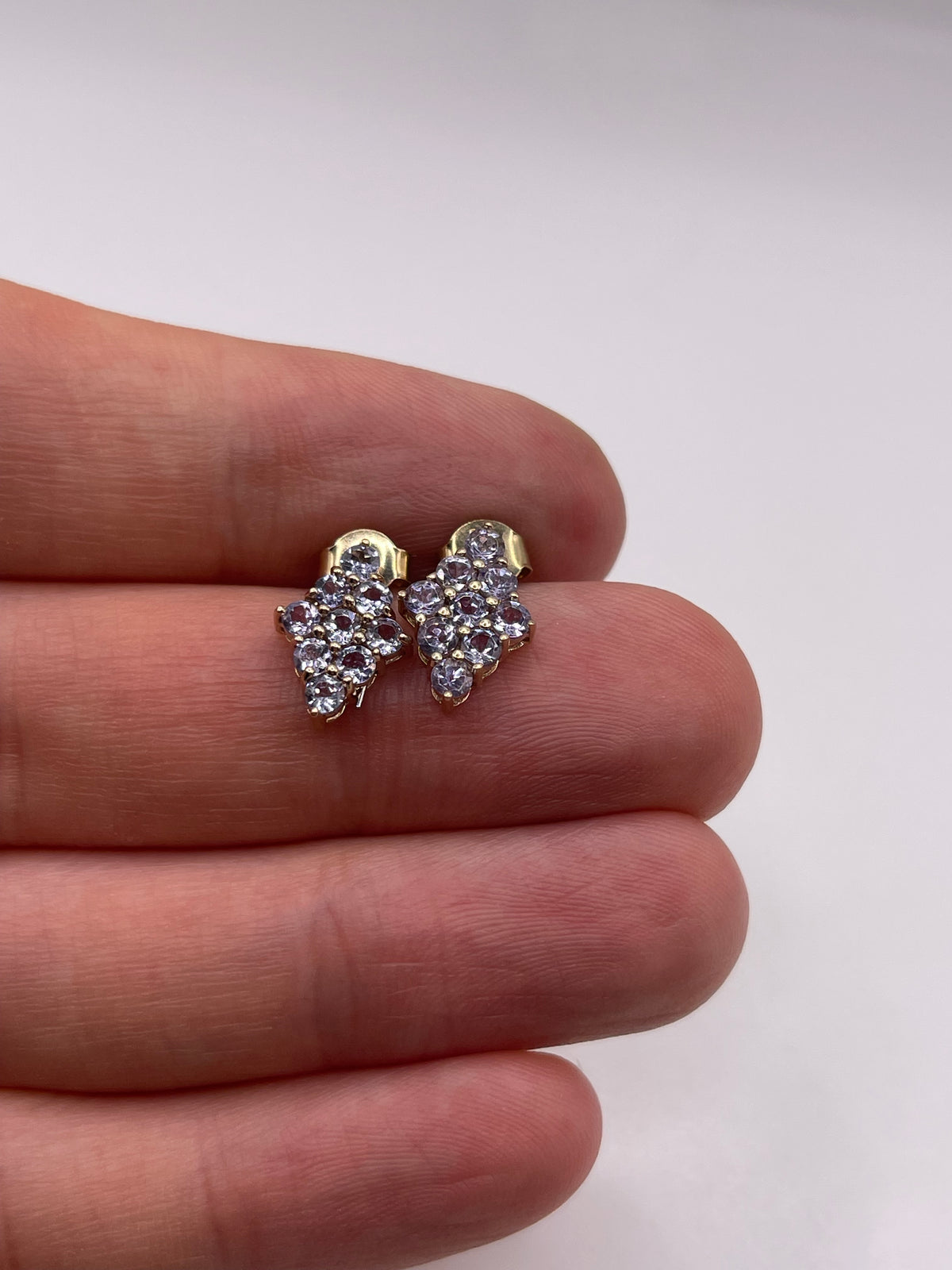 9ct gold tanzanite cluster earrings