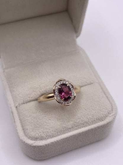 9ct gold tourmaline and zircon ring