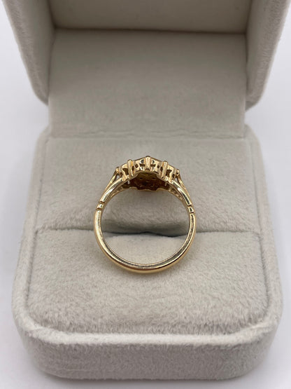 14ct gold enamel, peridot and diamond ring