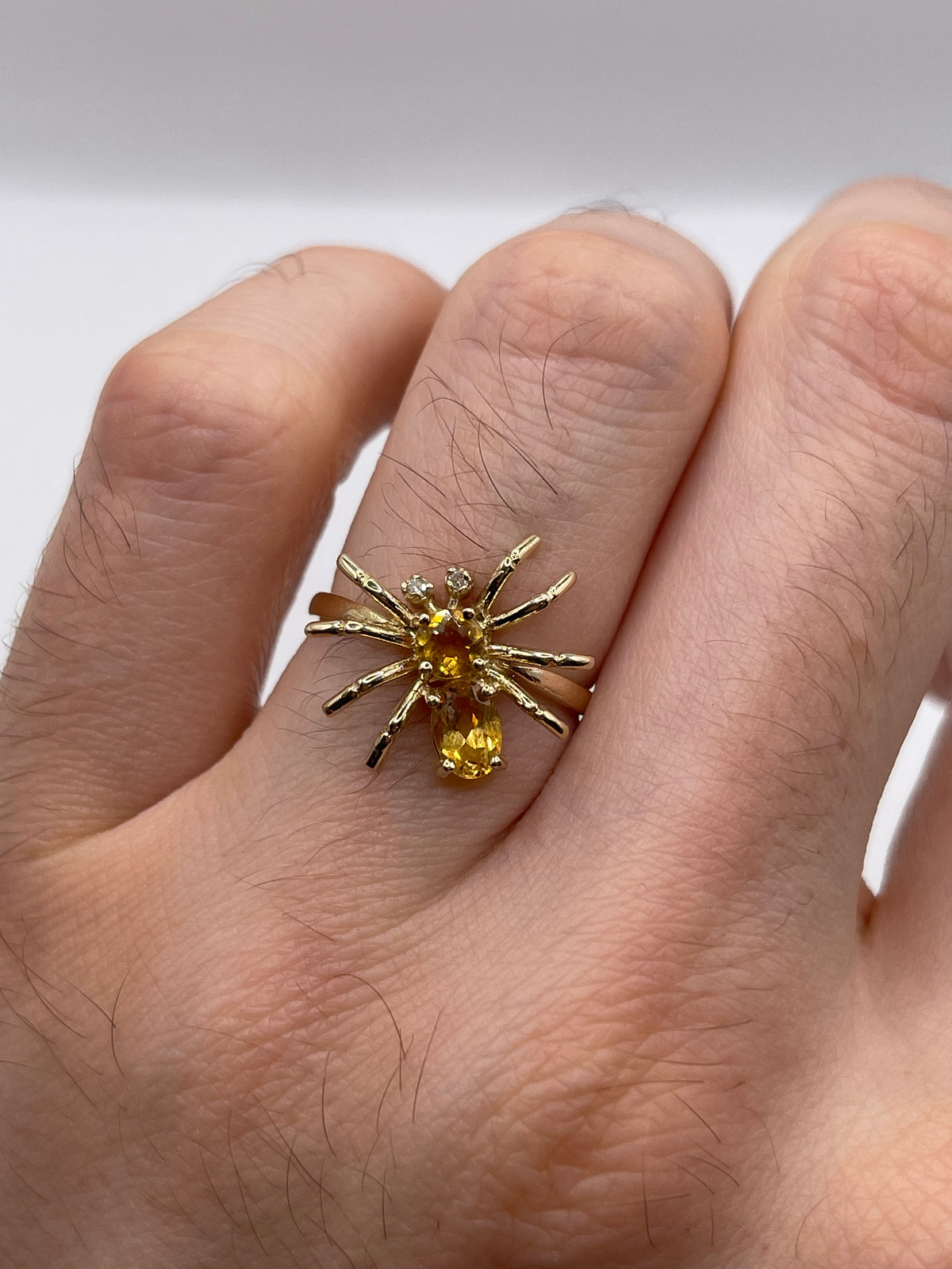 9ct gold citrine and diamond spider ring