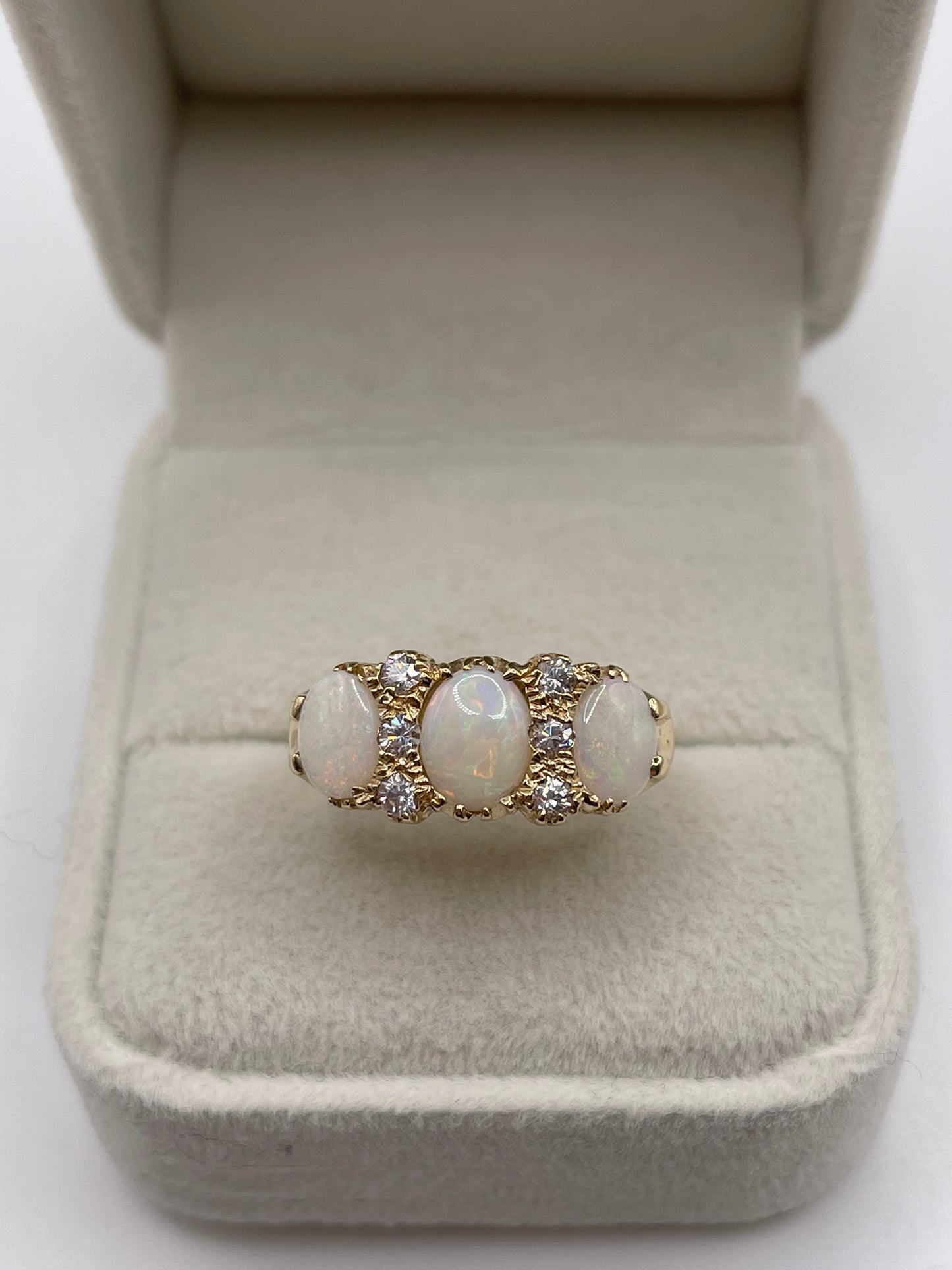 9ct gold opal and cz ring