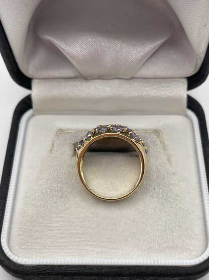 9ct gold tanzanite cluster ring