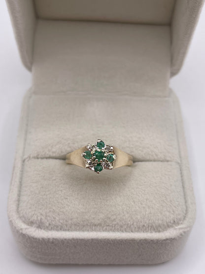 9ct gold emerald and diamond ring