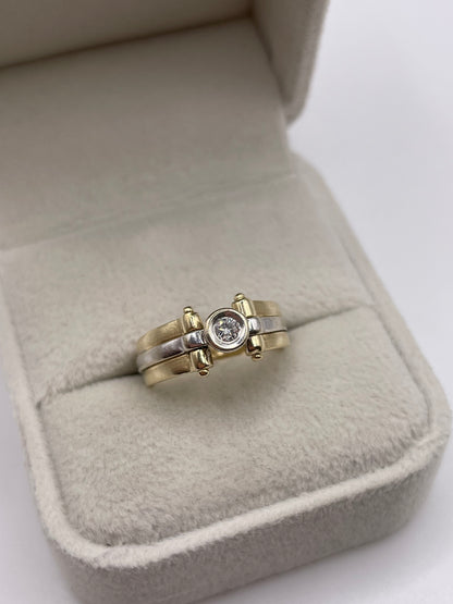 14ct two tone gold diamond ring