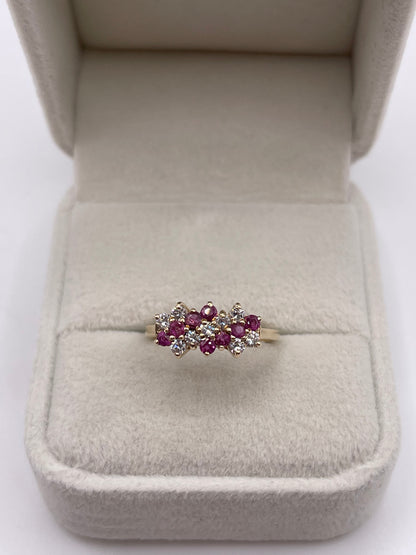 9ct gold ruby and cz ring