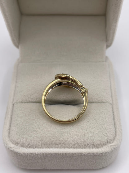 9ct gold sapphire and diamond buckle ring