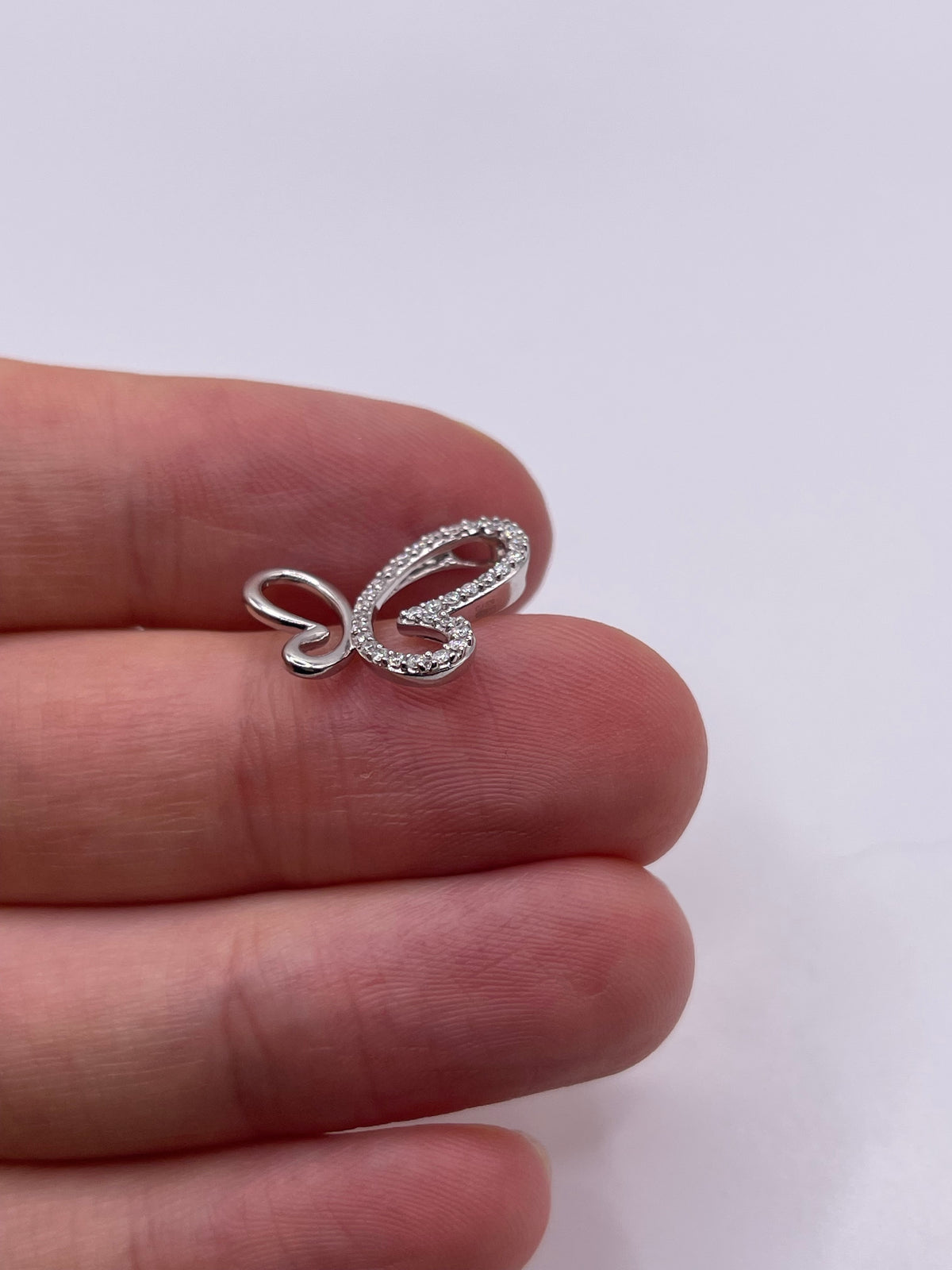 9ct white gold diamond butterfly pendant