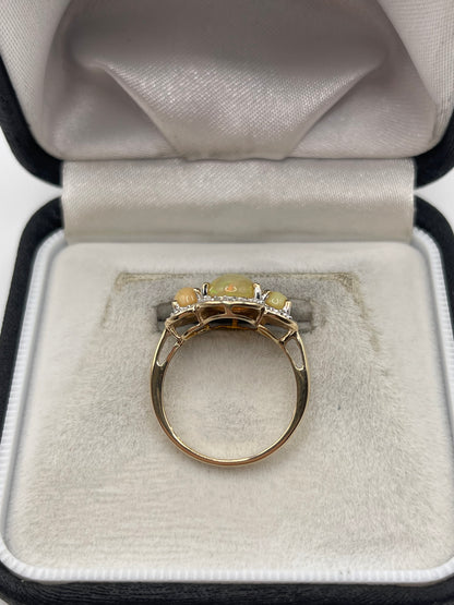 9ct gold opal and diamond ring