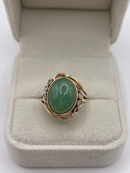 14ct gold jade and diamond ring