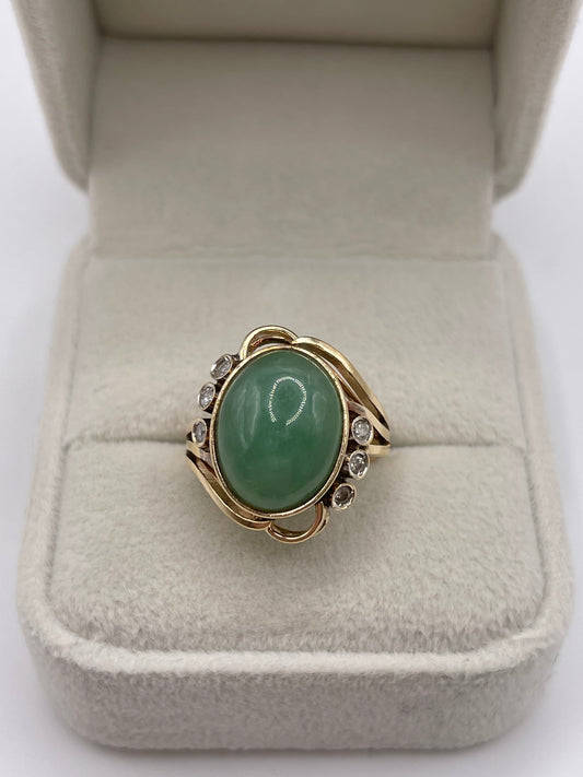 14ct gold jade and diamond ring