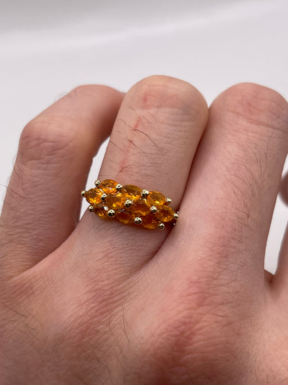 9ct gold fire opal cluster ring