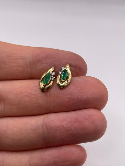 9ct gold emerald and diamond earrings
