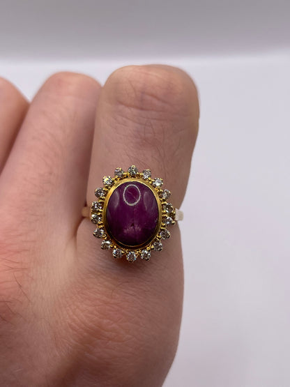 9ct gold star ruby and diamond ring
