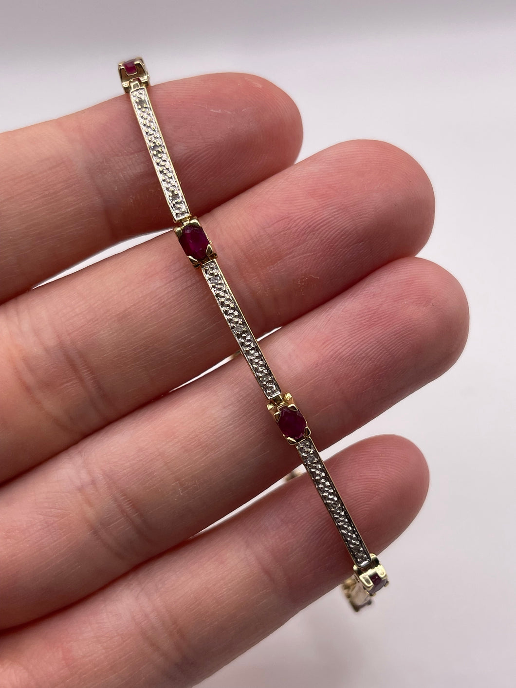 9ct gold ruby and diamond bracelet