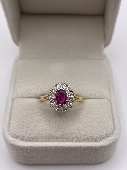18ct gold ruby and diamond ring