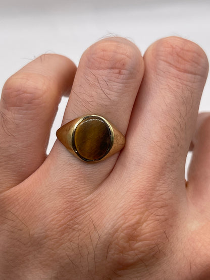 9ct gold tigers eye signet ring