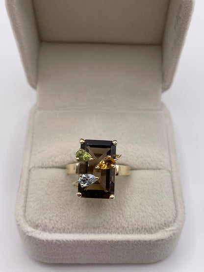 9ct gold multi gemstone ring