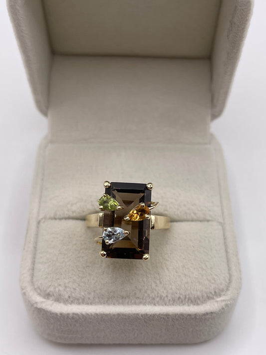 9ct gold multi gemstone ring