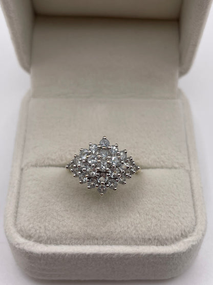 9ct gold aquamarine cluster ring