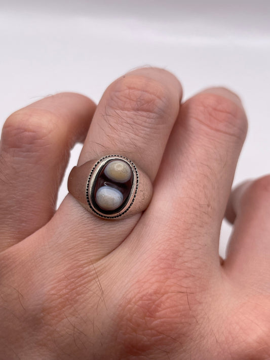 Silver agate ring