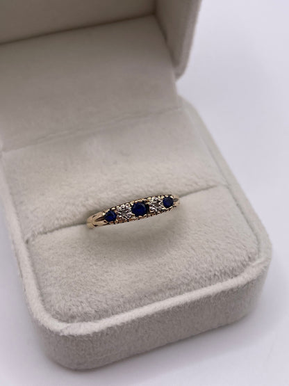9ct gold sapphire and diamond ring