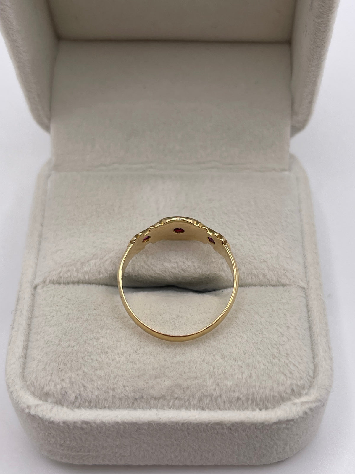 Antique 18ct gold ruby and pearl ring
