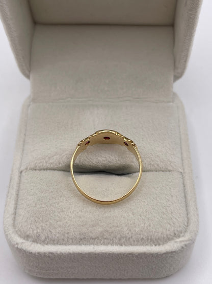 Antique 18ct gold ruby and pearl ring