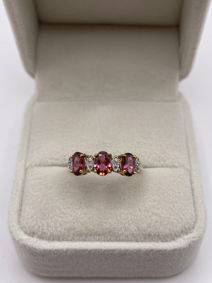 9ct gold tourmaline and diamond ring