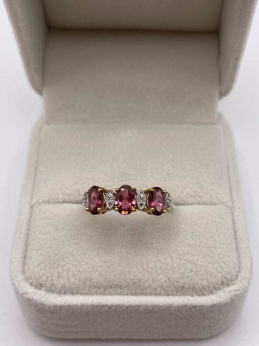 9ct gold tourmaline and diamond ring