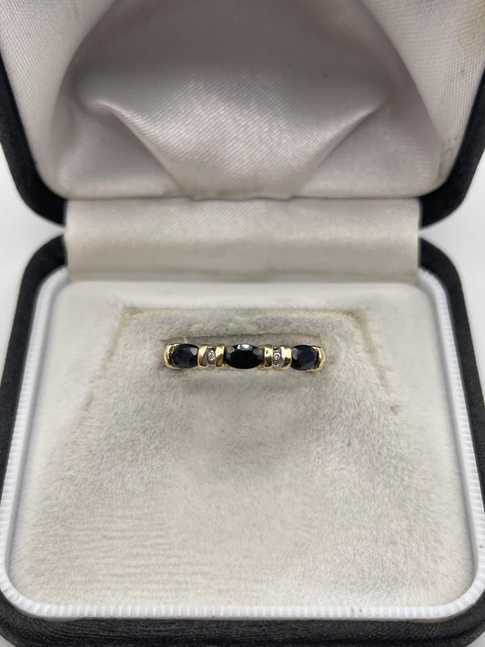 9ct gold sapphire and diamond ring