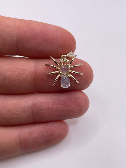9ct gold moonstone and diamond spider pendant