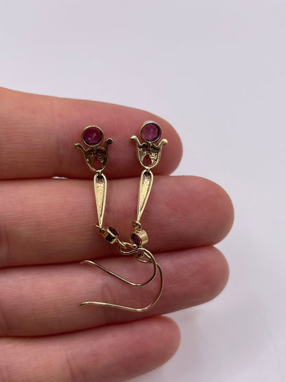 9ct gold amethyst and diamond earrings