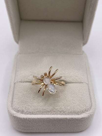 9ct gold moonstone and diamond spider ring