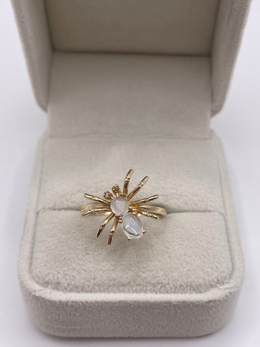 9ct gold moonstone and diamond spider ring