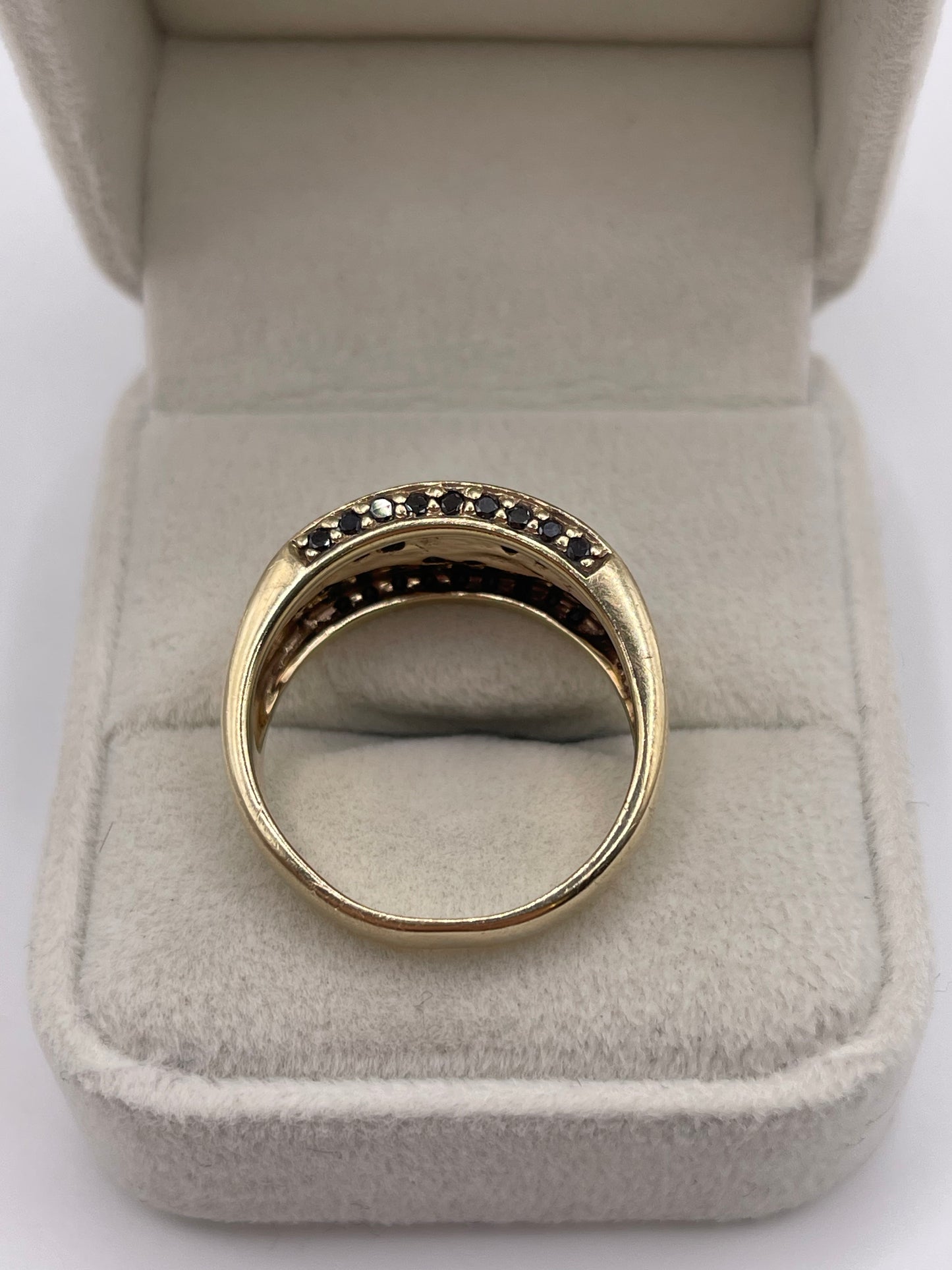 9ct gold black diamond cluster ring