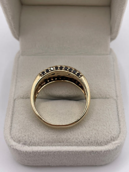 9ct gold black diamond cluster ring