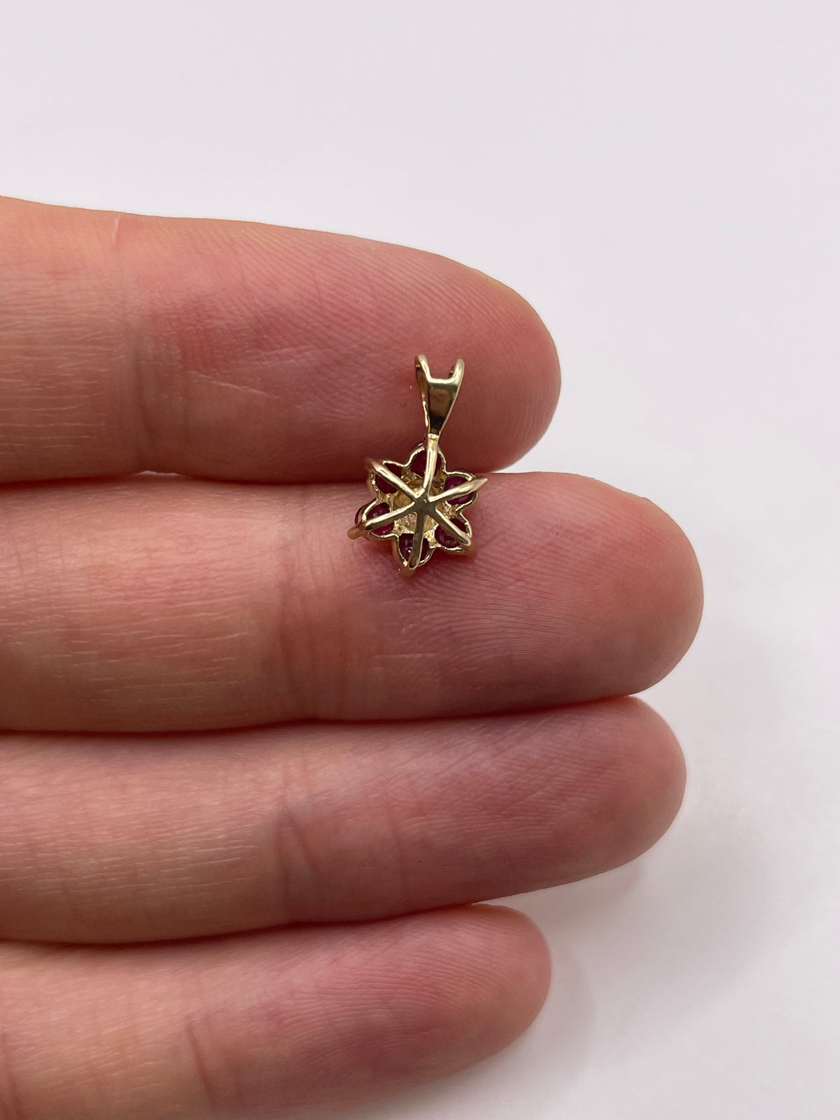 9ct gold ruby and diamond pendant