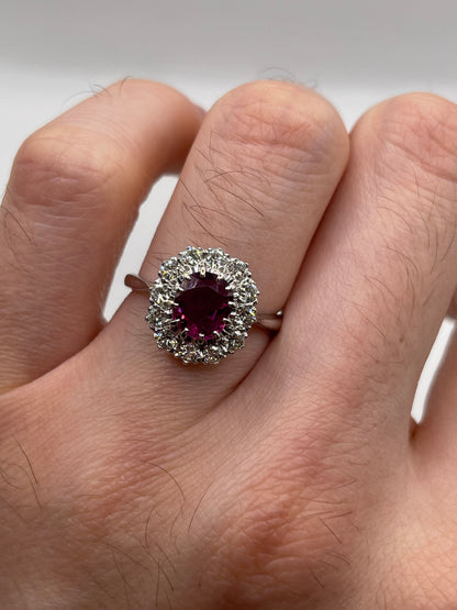 18ct white gold ruby and diamond ring