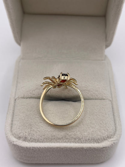 9ct gold garnet and diamond spider ring