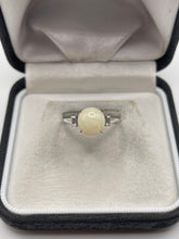 Load image into Gallery viewer, 9ct white gold opal and zircon ring
