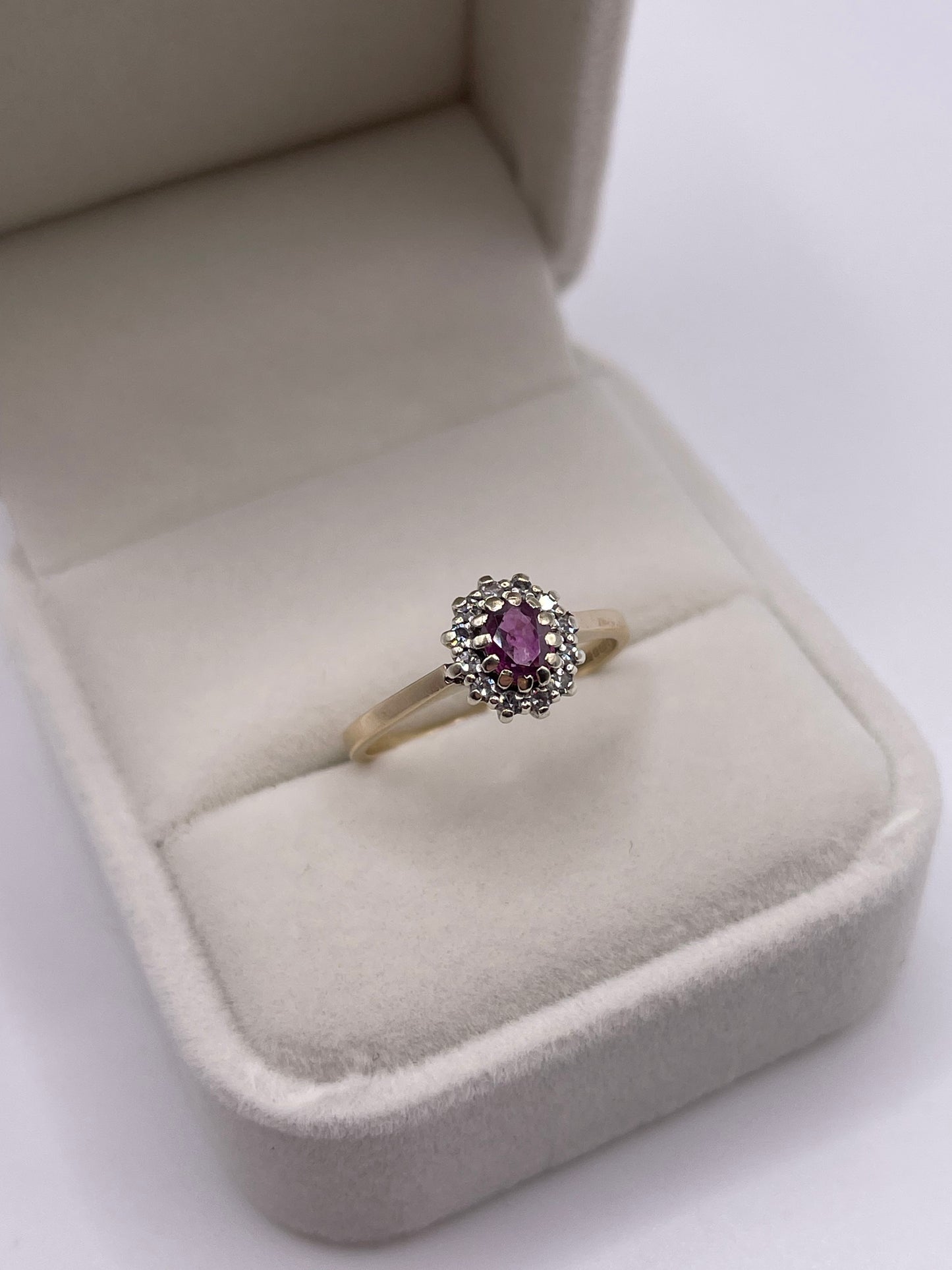 9ct gold ruby and diamond ring