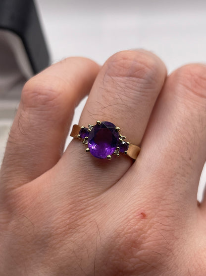 9ct gold amethyst and diamond ring