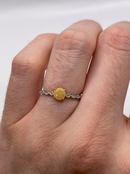 9ct gold opal and diamond ring