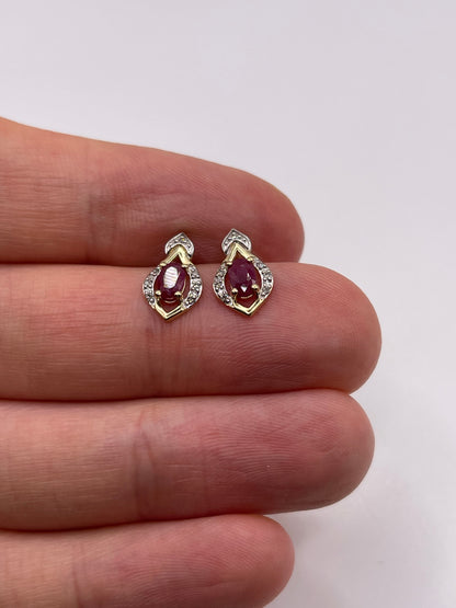 9ct gold ruby and diamond earrings