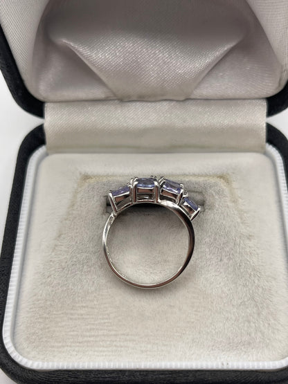 9ct white gold tanzanite cluster ring